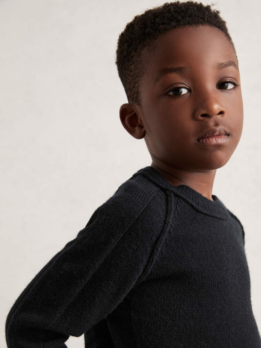 Reiss 9-13 yrs Wool-Cashmere Reverse-Seam Jumper in Navy