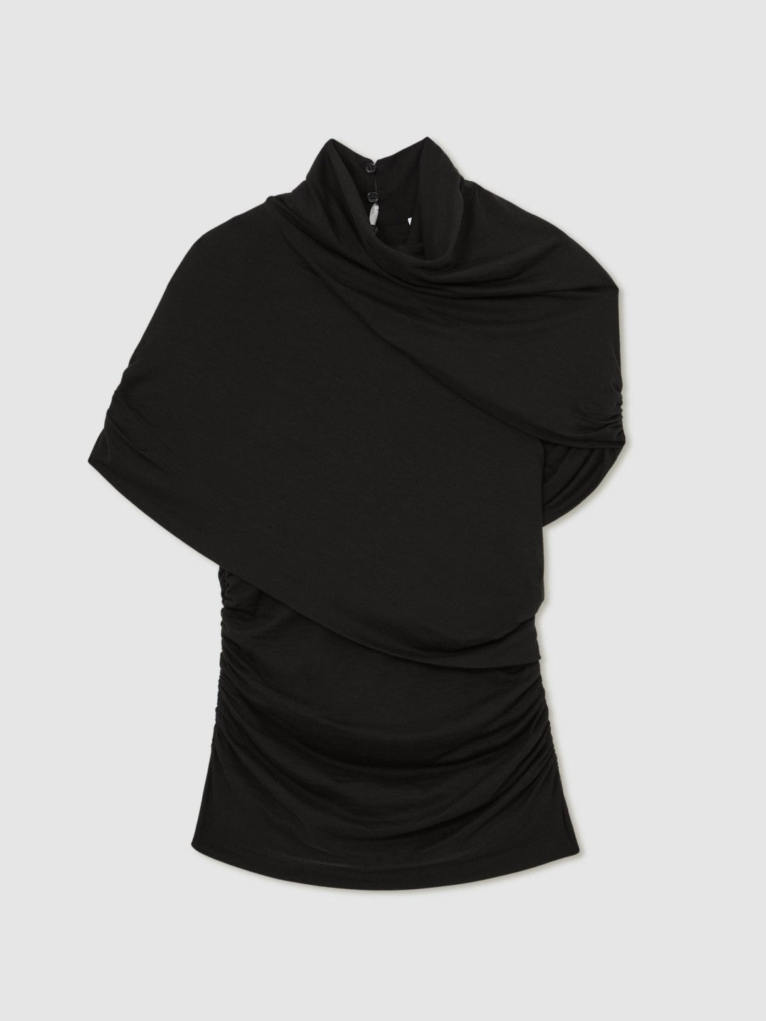 Reiss Stretch Lyocell Draped Top in Black