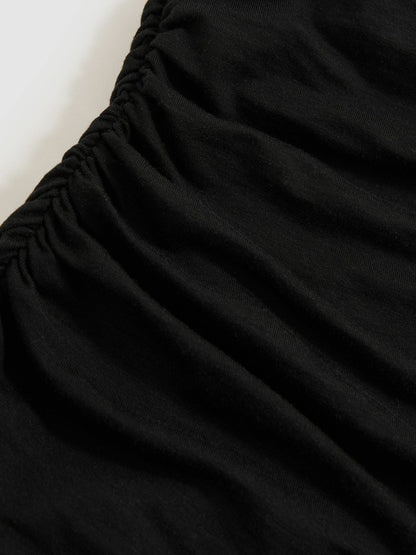 Reiss Stretch Lyocell Draped Top in Black