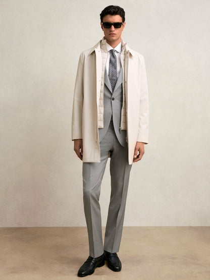 Reiss Hybrid Removable Funnel Neck Overcoat in Light Stone
