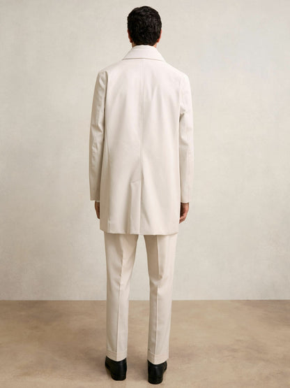 Reiss Hybrid Removable Funnel Neck Overcoat in Light Stone