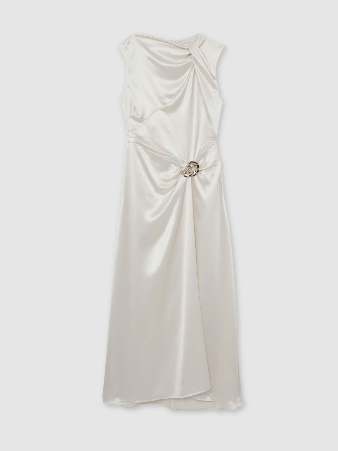 Reiss Acler Satin Draped Maxi Dress in Ivory