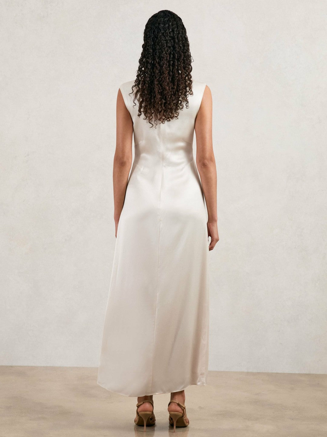 Reiss Acler Satin Draped Maxi Dress in Ivory