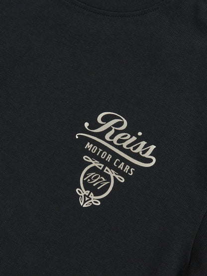 Reiss 3-9 yrs Cotton Motor Cars-Print T-Shirt in Washed Blue/White