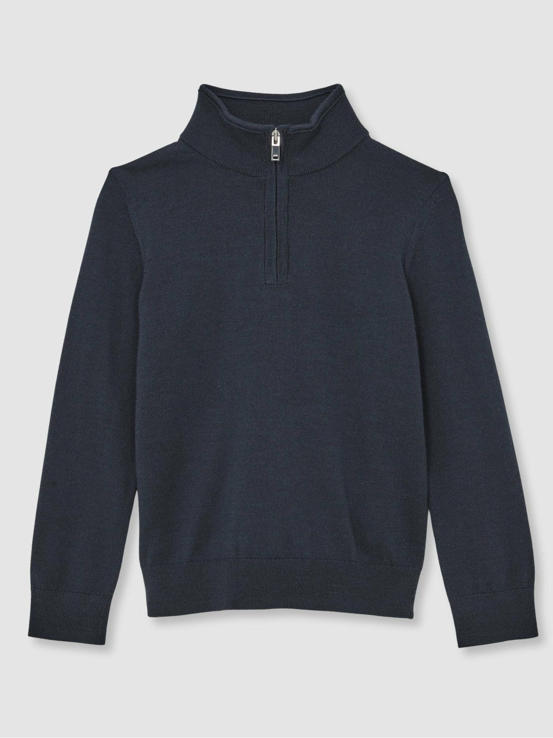 Reiss 13-14 yrs Merino Wool Half-Zip Funnel Neck Jumper in Midnight Navy