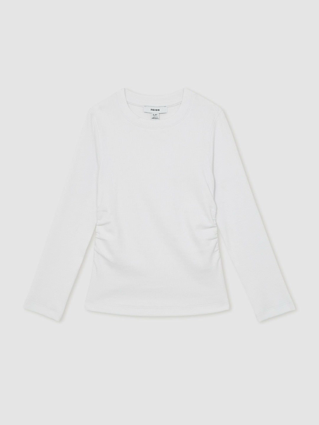 Reiss 13-14 yrs Cotton Ruched Long-Sleeve T-Shirt with Stretch in Ivory