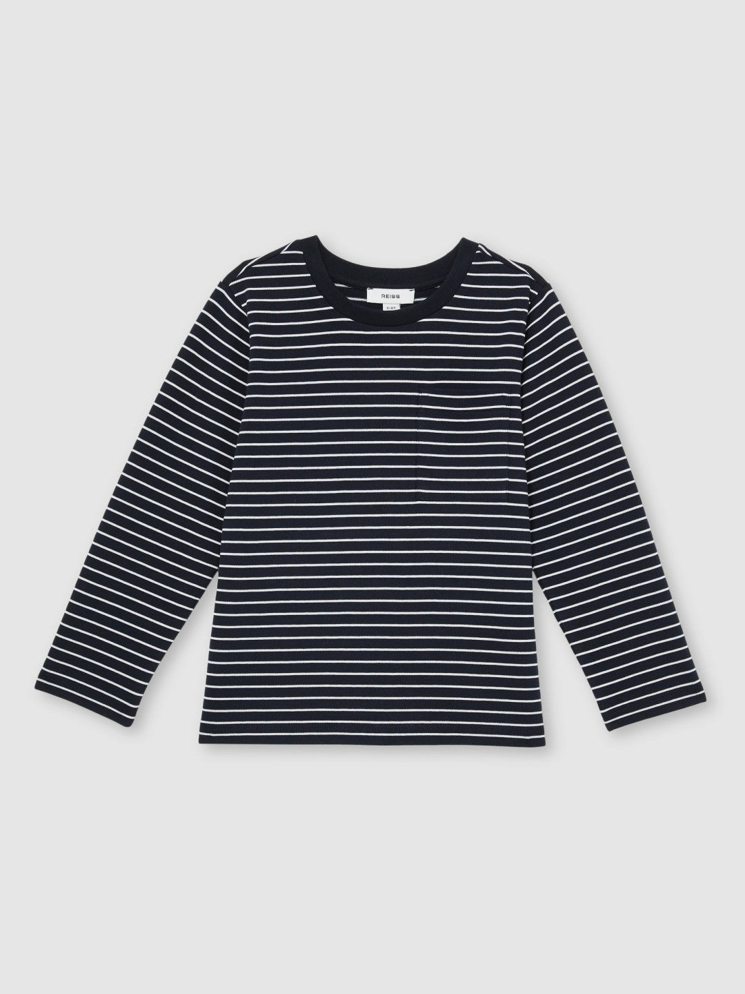 Reiss 4-9 yrs Stretch-Cotton Stripe T-Shirt in Navy/White