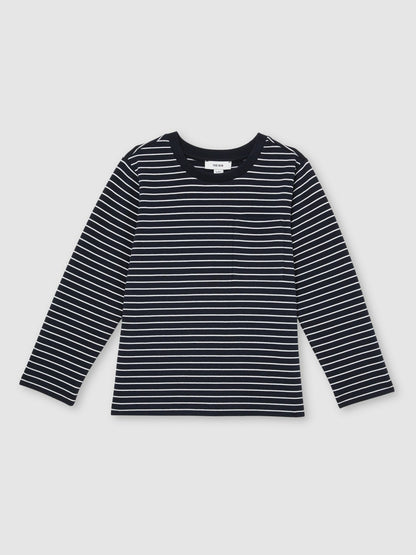 Reiss 4-9 yrs Stretch-Cotton Stripe T-Shirt in Navy/White