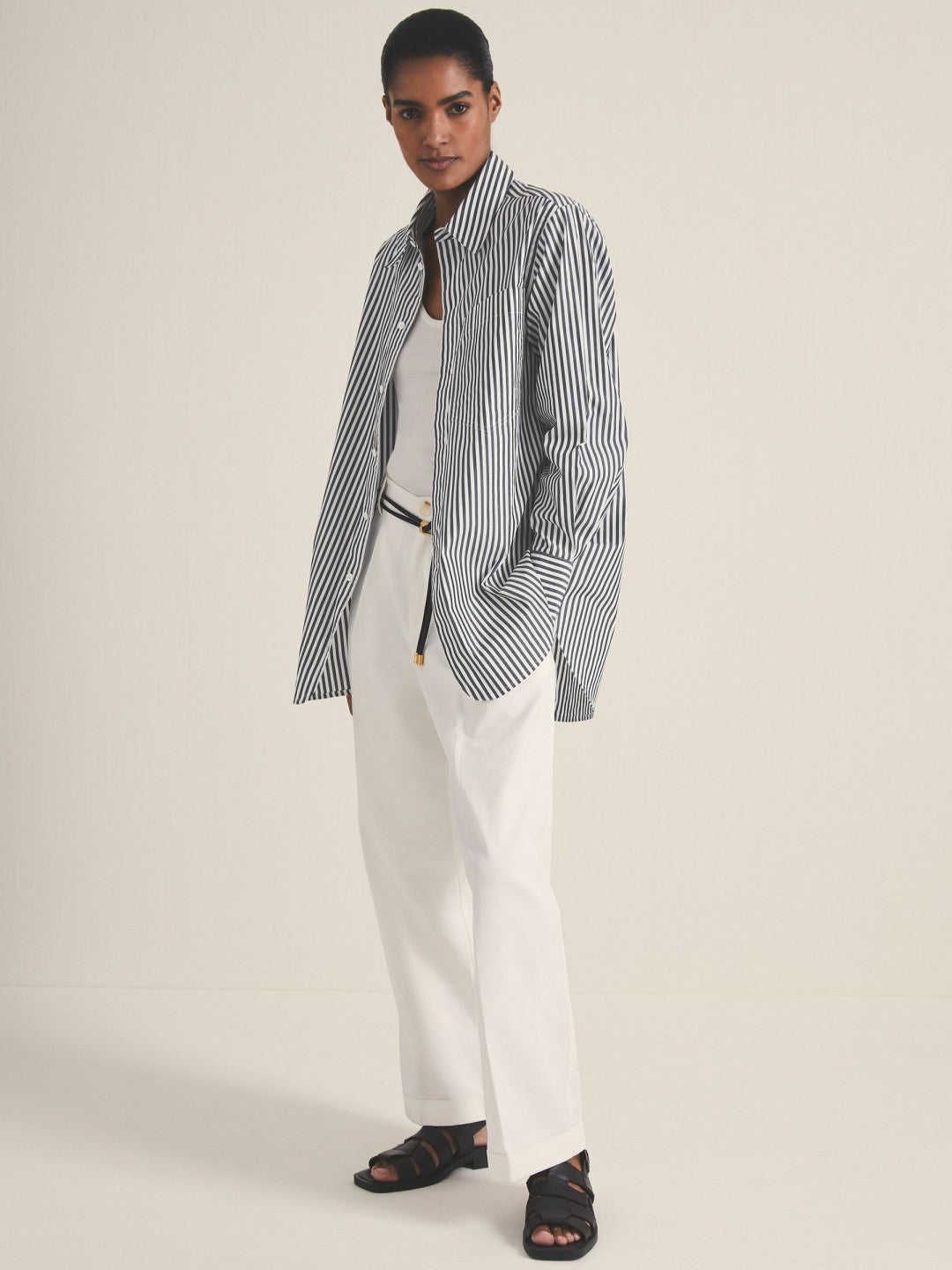 Reiss | Les 100 Ciels Stripe Shirt in White/Navy