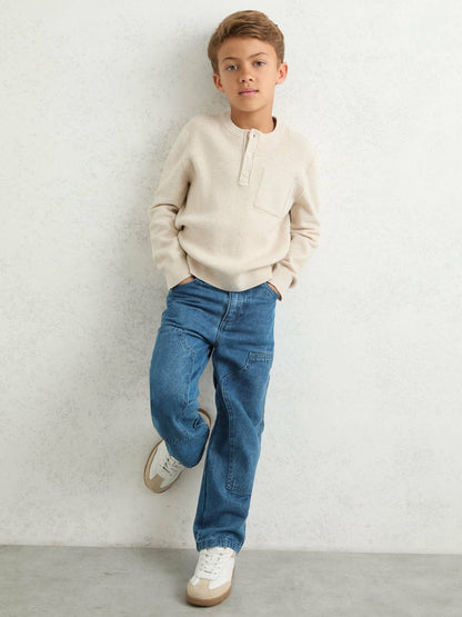 Reiss 9-13 yrs Straight-Leg Carpenter Jeans in Mid Blue