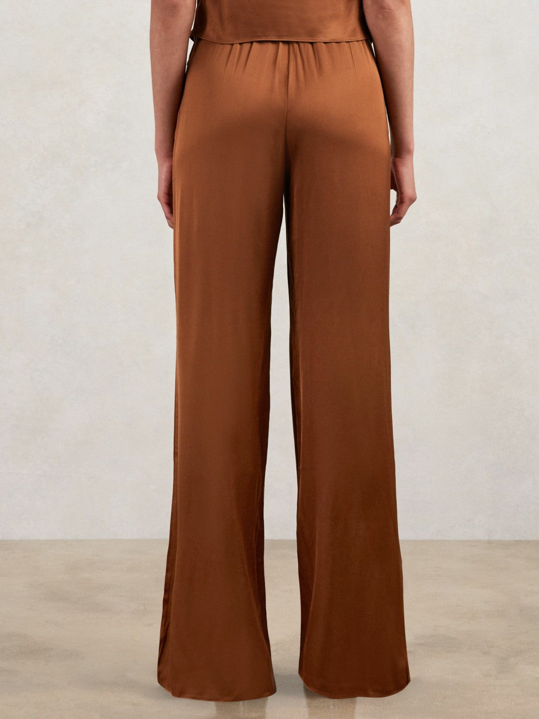Reiss Good American Satin Wide-Leg Trousers in Copper