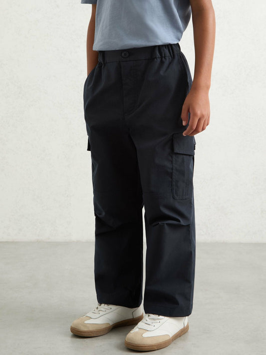 Reiss 3-9 yrs Technical Straight Leg Cargo Trousers in Navy