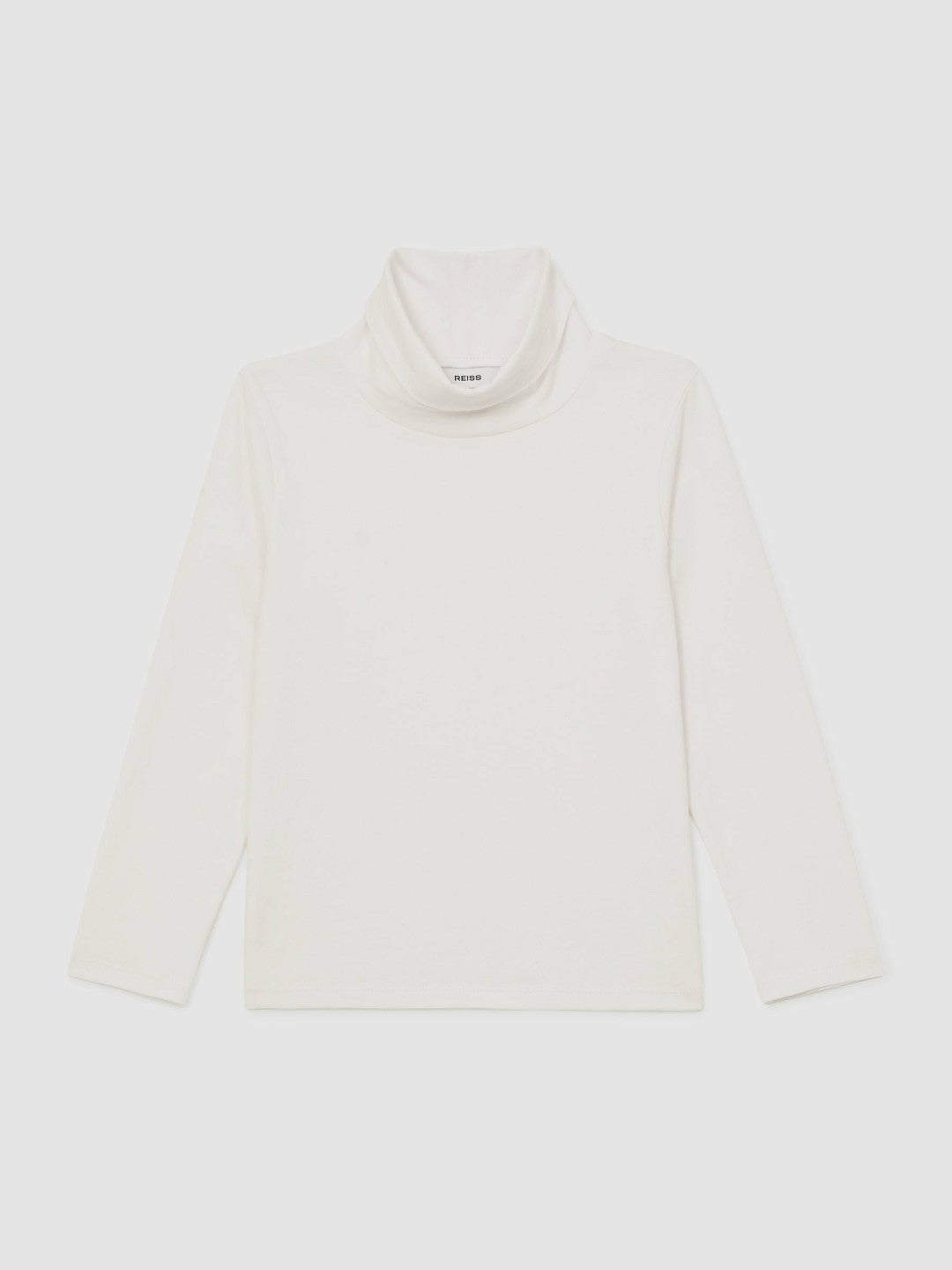 Reiss 13-14 yrs Cotton-Jersey Roll-Neck Top with Stretch in Ivory