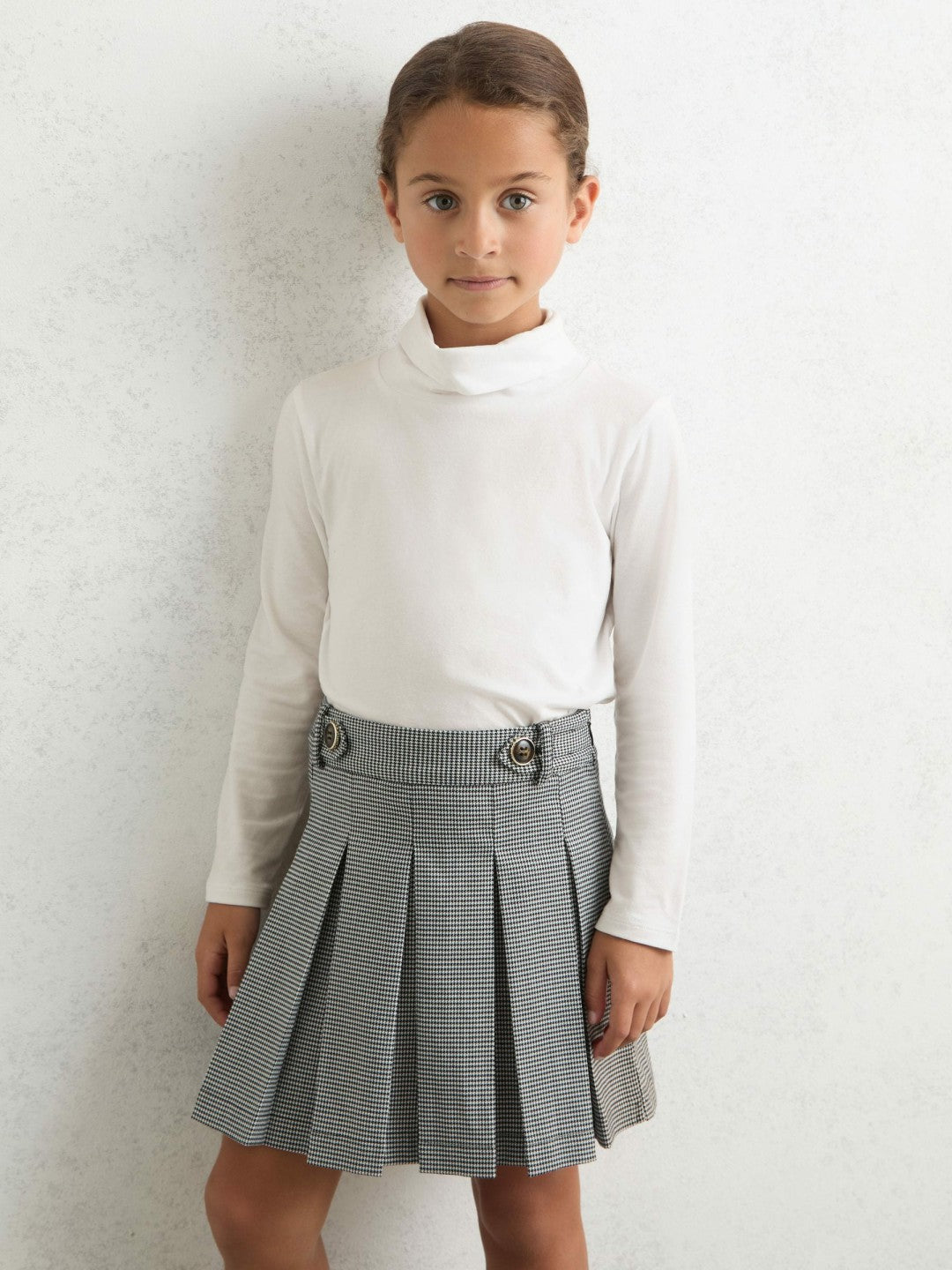 Reiss 13-14 yrs Cotton-Jersey Roll-Neck Top with Stretch in Ivory