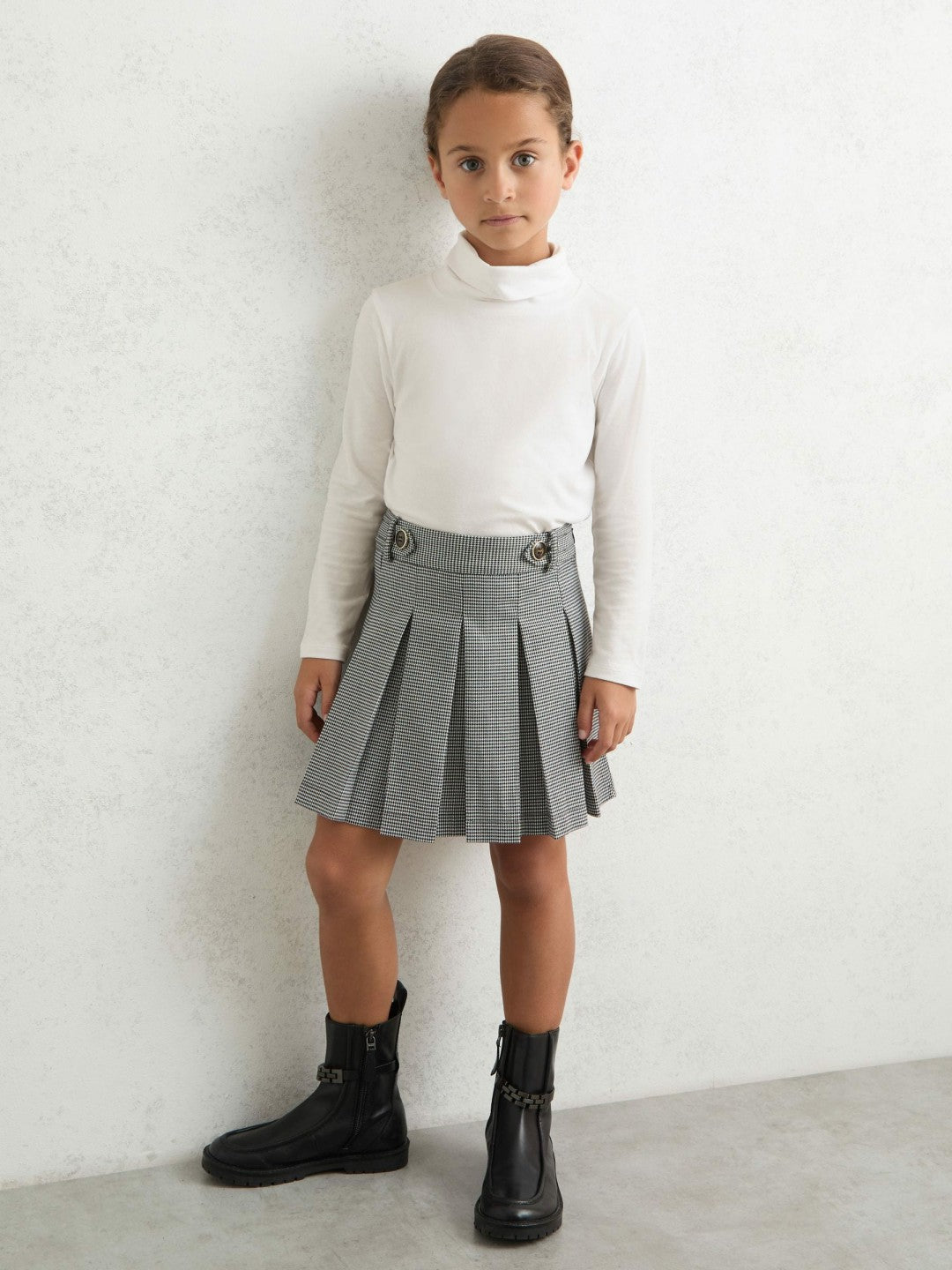 Reiss 13-14 yrs Cotton-Jersey Roll-Neck Top with Stretch in Ivory