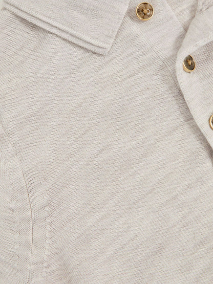 Reiss 9-13 yrs Merino Wool Short Sleeve Polo Shirt in Wicker Melange