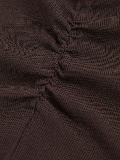 Reiss 9-13 yrs Cotton Ruched Long-Sleeve T-Shirt with Stretch in Chocolate