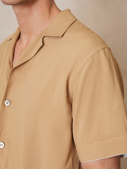 Reiss | Ché Stripe-Cuff Shirt in Camel