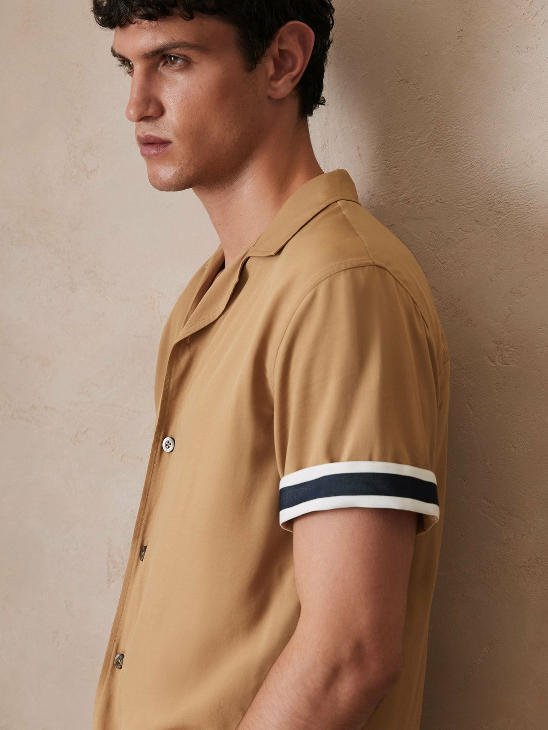 Reiss | Ché Stripe-Cuff Shirt in Camel