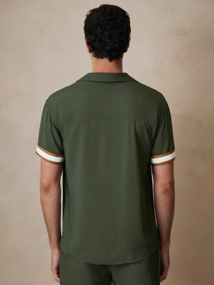 Reiss | Ché Stripe-Cuff Shirt in Pine Green