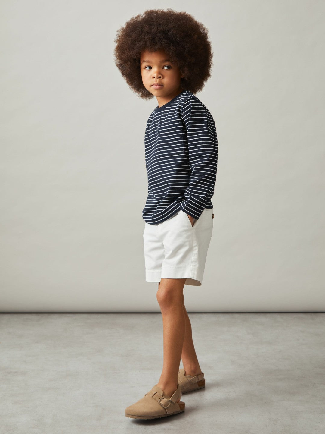 Reiss 13-14 yrs Stretch-Cotton Stripe T-Shirt in Navy/White