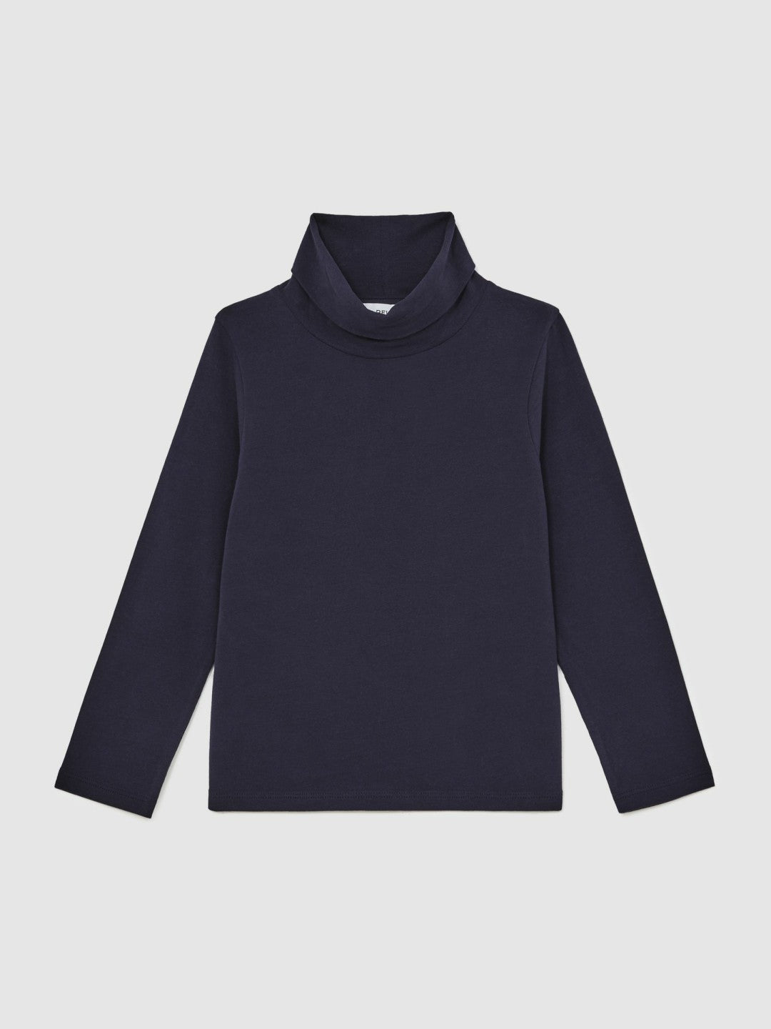 Reiss 9-13 yrs Cotton-Jersey Roll-Neck Top with Stretch in Navy