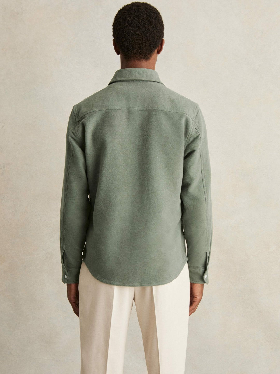 Reiss Moleskin-Cotton Twin-Pocket Overshirt in Green
