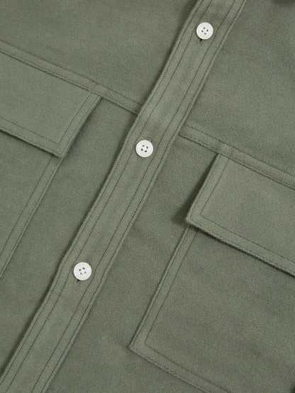 Reiss Moleskin-Cotton Twin-Pocket Overshirt in Green