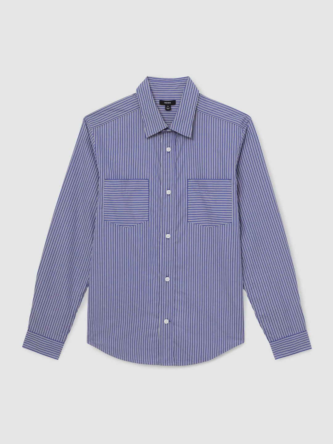 Reiss Cotton-Poplin Stripe Twin-Pocket Shirt in Blue/White