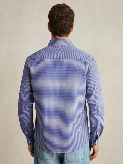 Reiss Cotton-Poplin Stripe Twin-Pocket Shirt in Blue/White