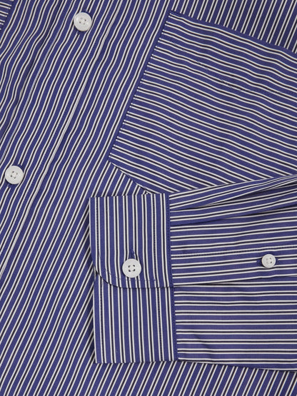 Reiss Cotton-Poplin Stripe Twin-Pocket Shirt in Blue/White
