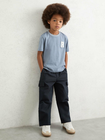 Reiss 13-14 yrs Technical Straight Leg Cargo Trousers in Navy