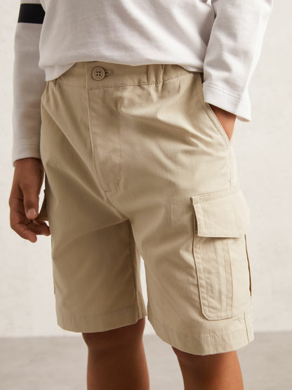 Reiss 13-14 yrs Ripstop Cargo Shorts in Light Stone