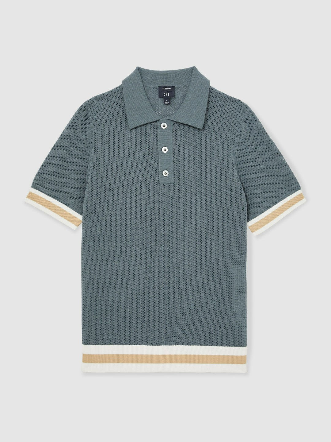 Reiss | Ché Cotton Knit Polo Shirt in Airforce Blue
