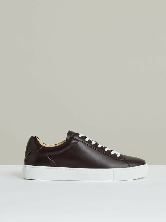 Reiss Leather Low-Top Trainers in Plum Purple