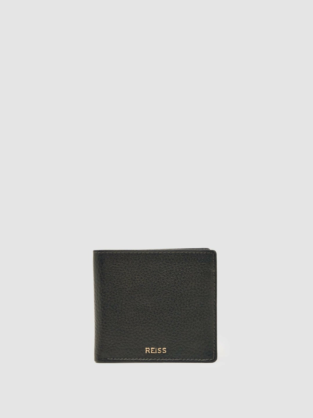 Reiss Grained Leather Wallet in Chocolate