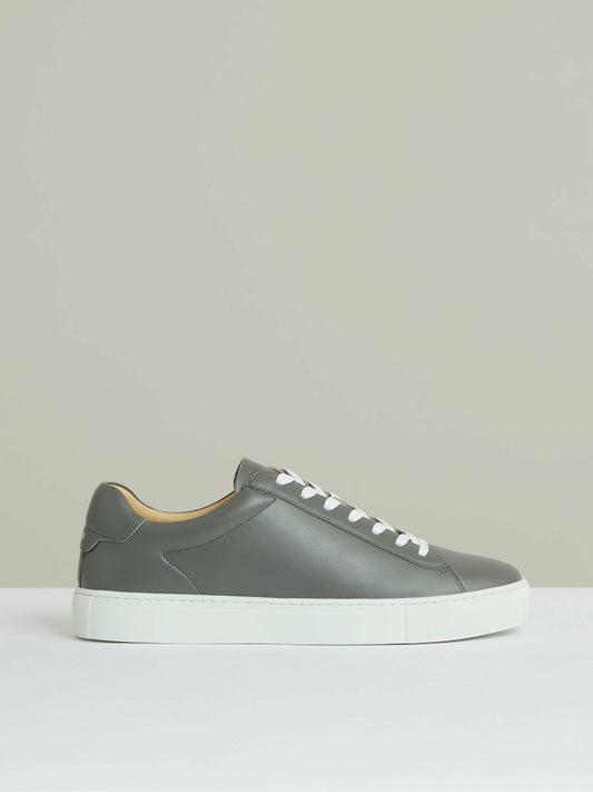 Reiss Leather Low-Top Trainers in Graphite Grey