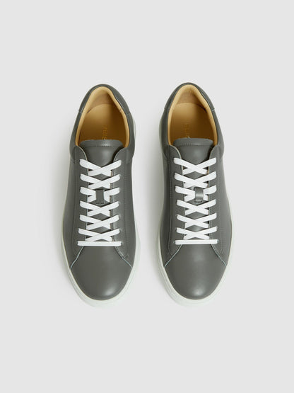 Reiss Leather Low-Top Trainers in Graphite Grey