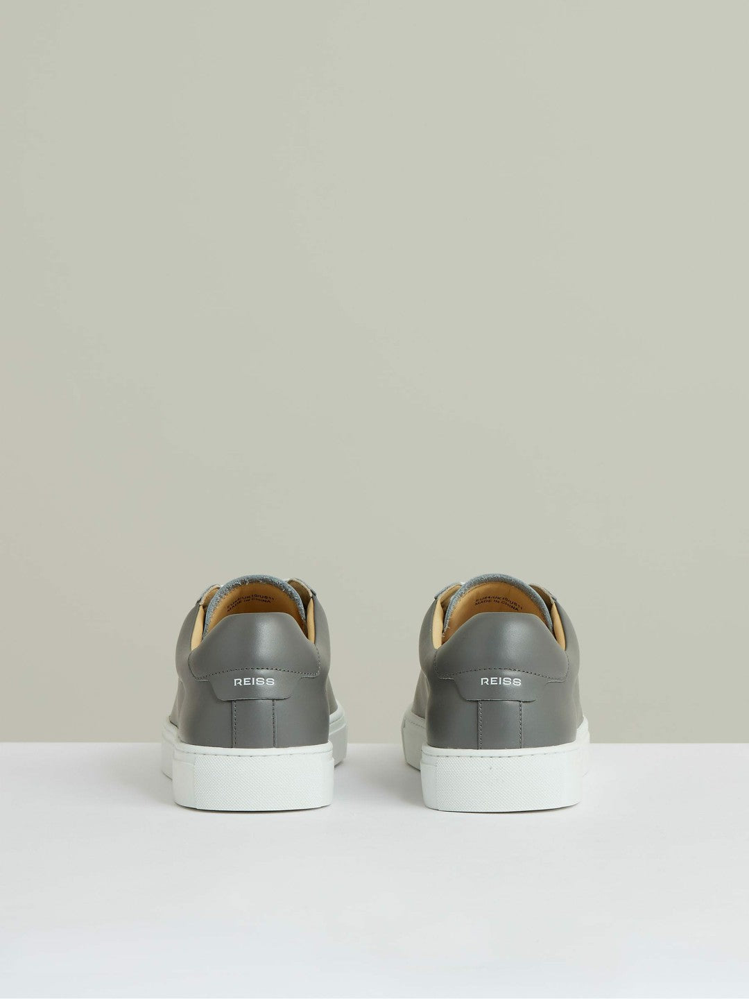 Reiss Leather Low-Top Trainers in Graphite Grey