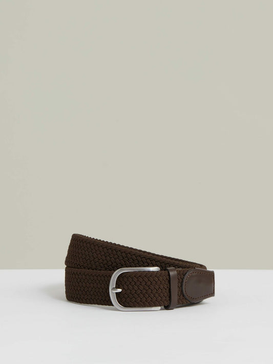Reiss Basket Weave Belt in Dark Brown