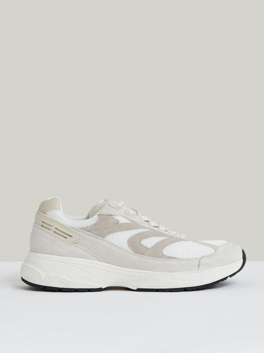 Reiss Panelled Running Trainers in Off White/Stone
