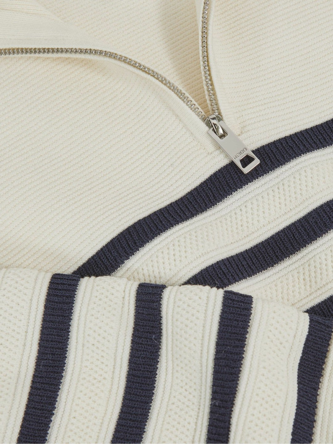 Reiss 3-9 yrs Cotton-Blend Stripe Half-Zip Jumper in White