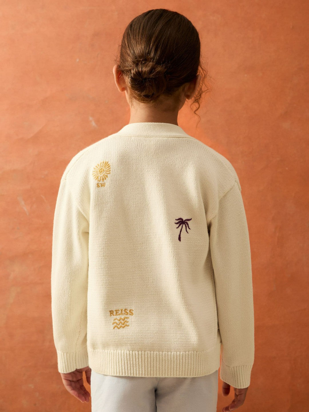 Reiss 13-14 yrs SmileyWorld Embroidery Cardigan Unisex Fit in Off White