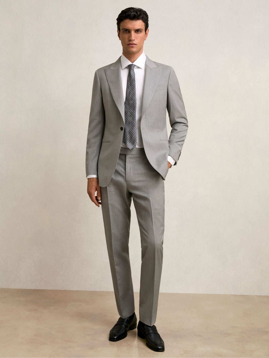 Reiss Slim-Fit Wool Single Breasted Suit Blazer in Mid Grey