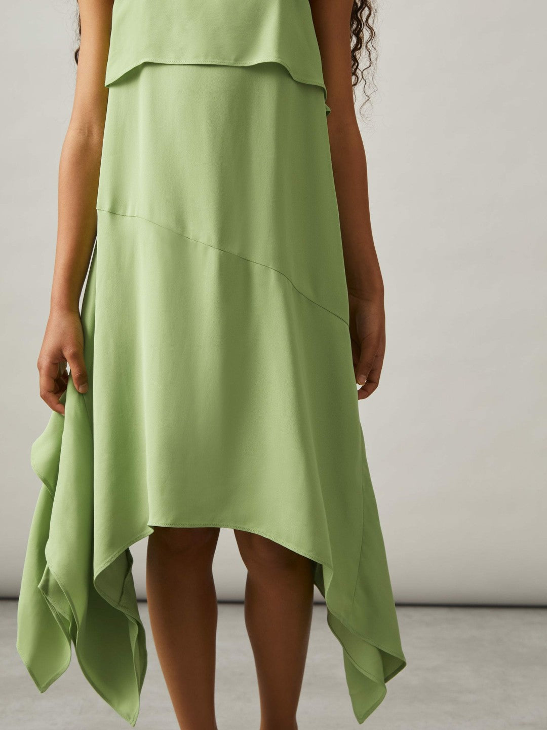 Reiss 13-14 yrs Handkerchief-Hem Sleeveless Dress in Green