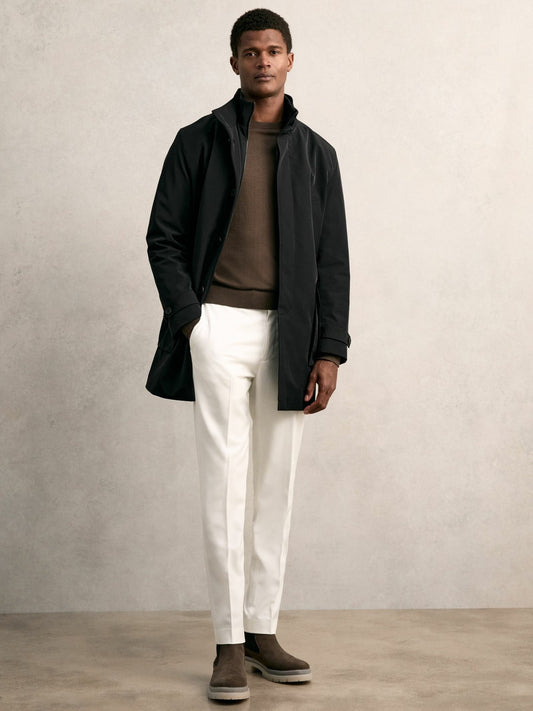 Reiss Hybrid Removable-Gilet Overcoat in Black