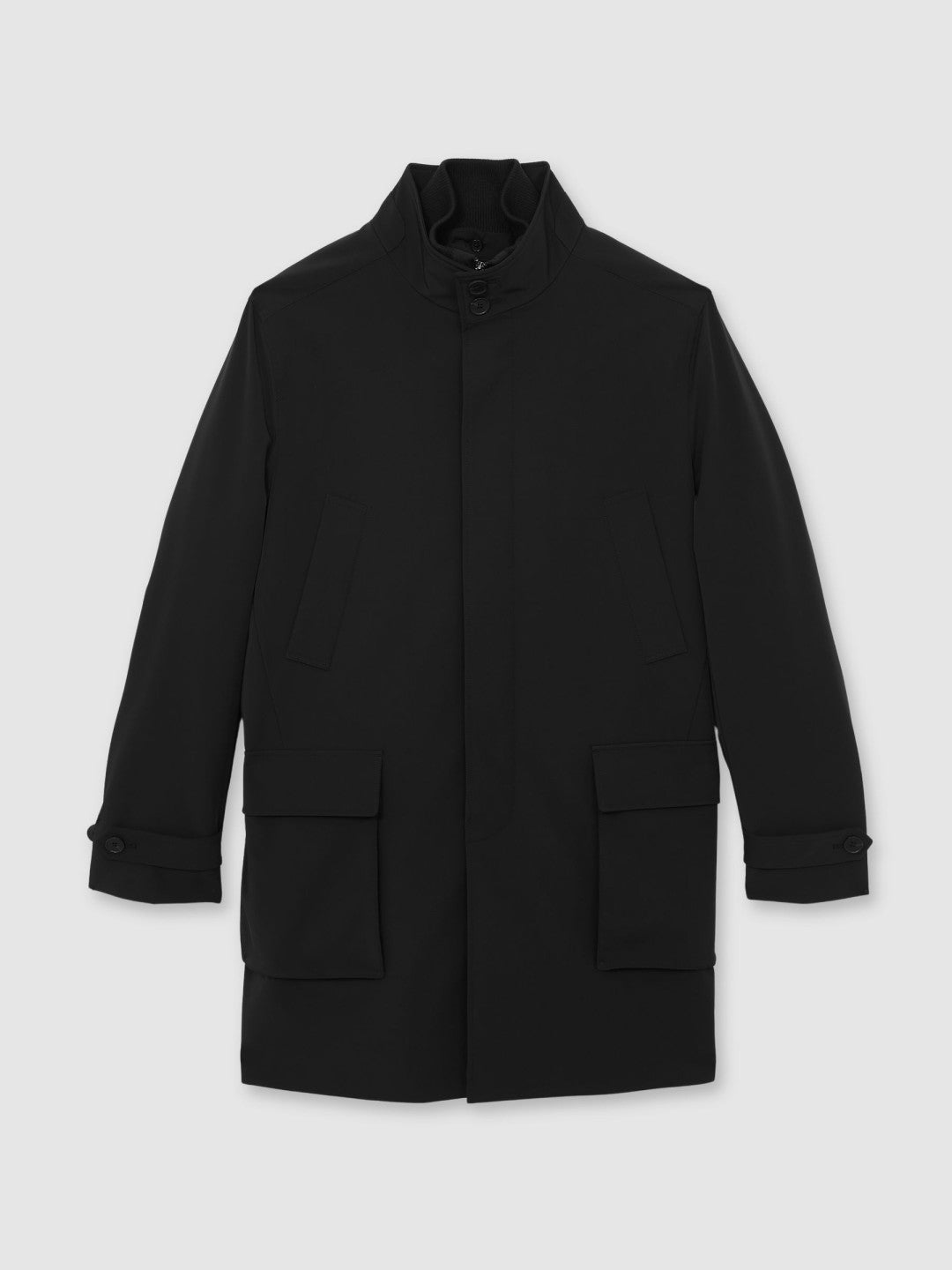 Reiss Hybrid Removable-Gilet Overcoat in Black