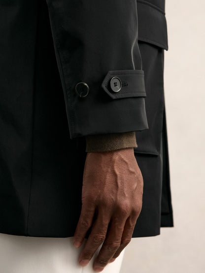 Reiss Hybrid Removable-Gilet Overcoat in Black