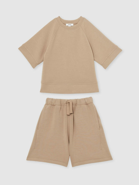 Reiss 13-14 yrs Modal-Blend Sweatshirt And Shorts Set in Mink