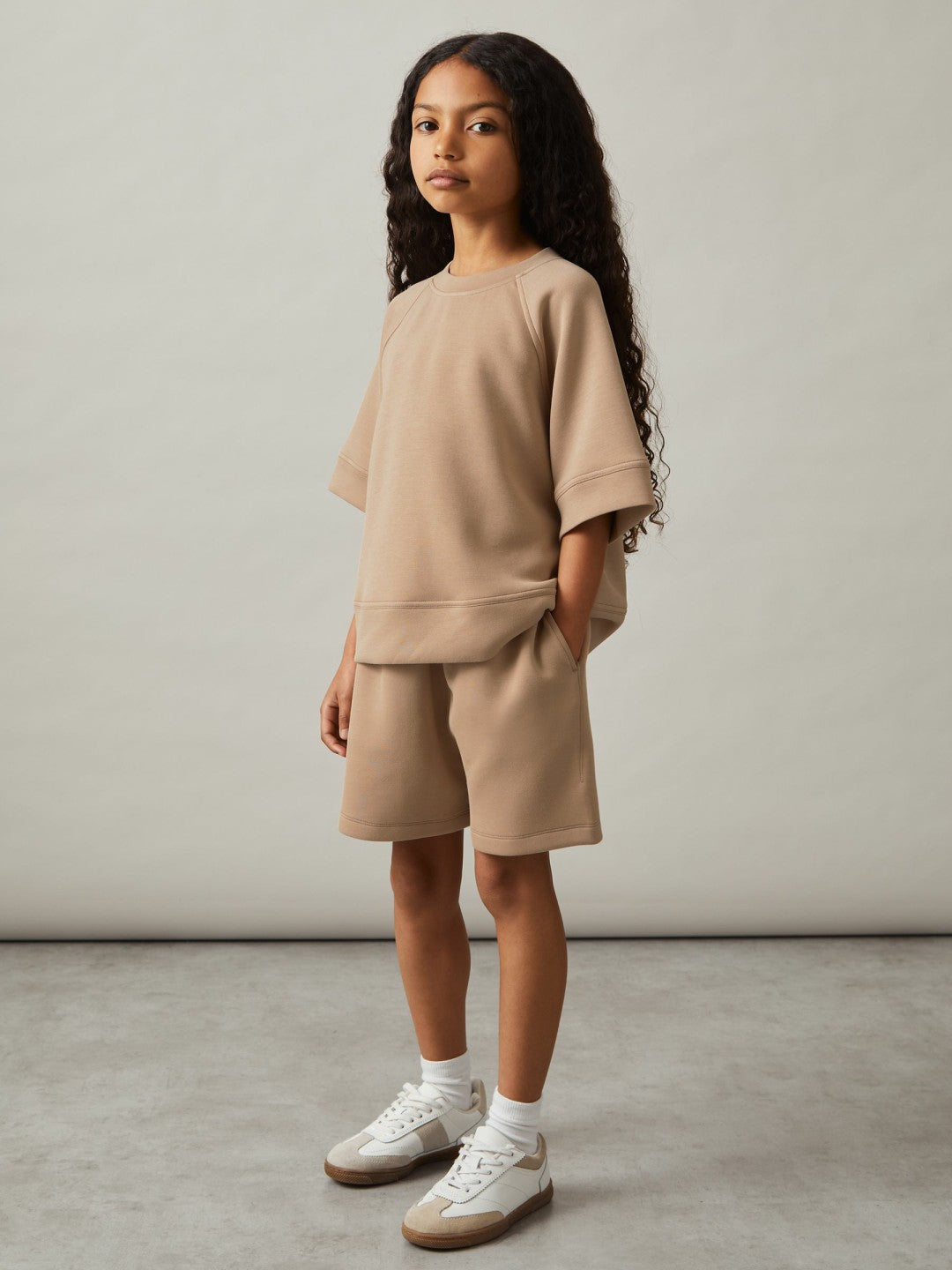 Reiss 13-14 yrs Modal-Blend Sweatshirt And Shorts Set in Mink